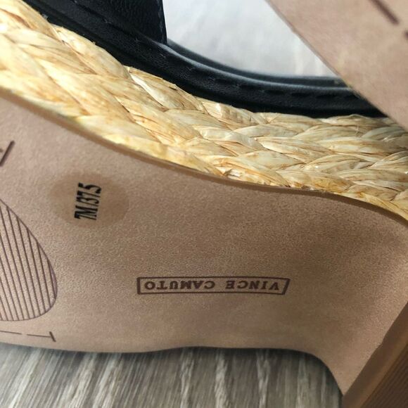 Vince Camuto Meterry Womens Adjustable Wedge Sandals Black Leather Upper Size 7M - Picture 8 of 13